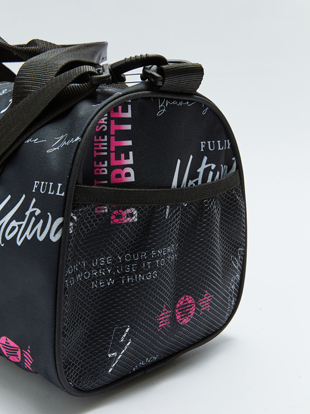 Siyah Baskılı Ayarlanabilir Askılı Kız Çocuk Spor Çantası-2