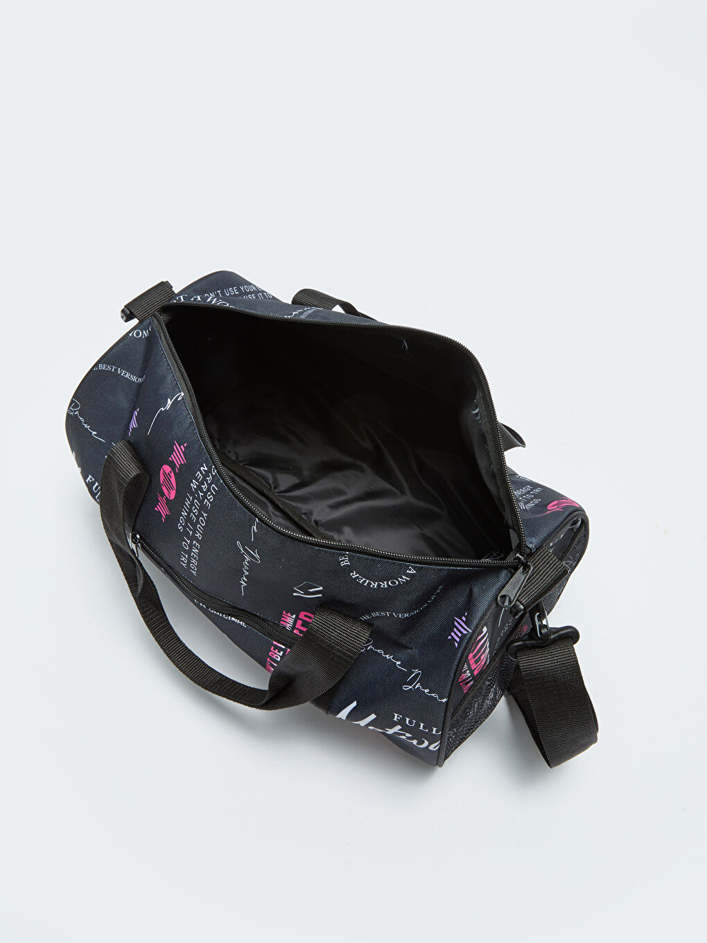 Siyah Baskılı Ayarlanabilir Askılı Kız Çocuk Spor Çantası-3