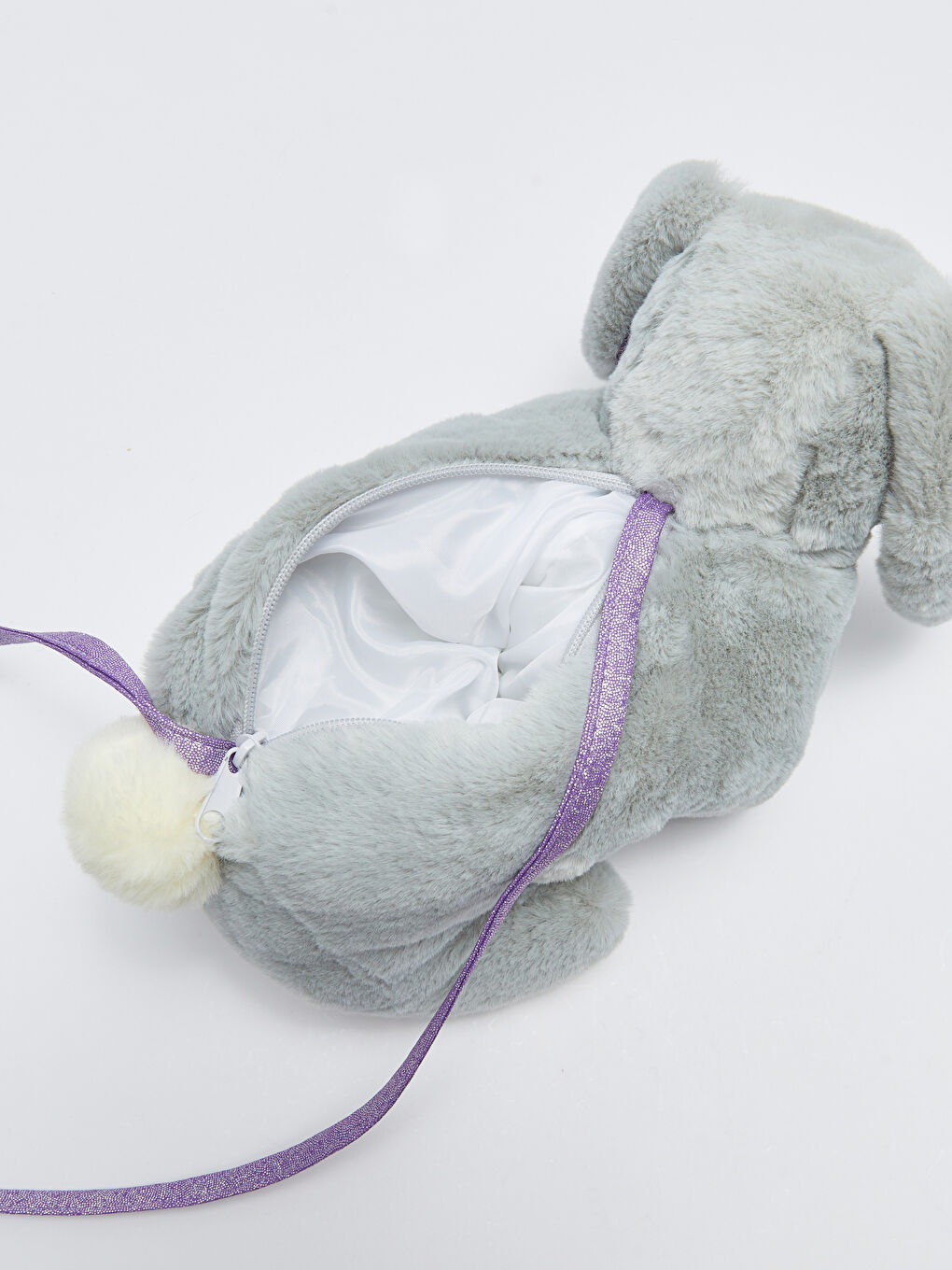 Gri Pelüş Köpek Kız Çocuk Çapraz Çanta-2