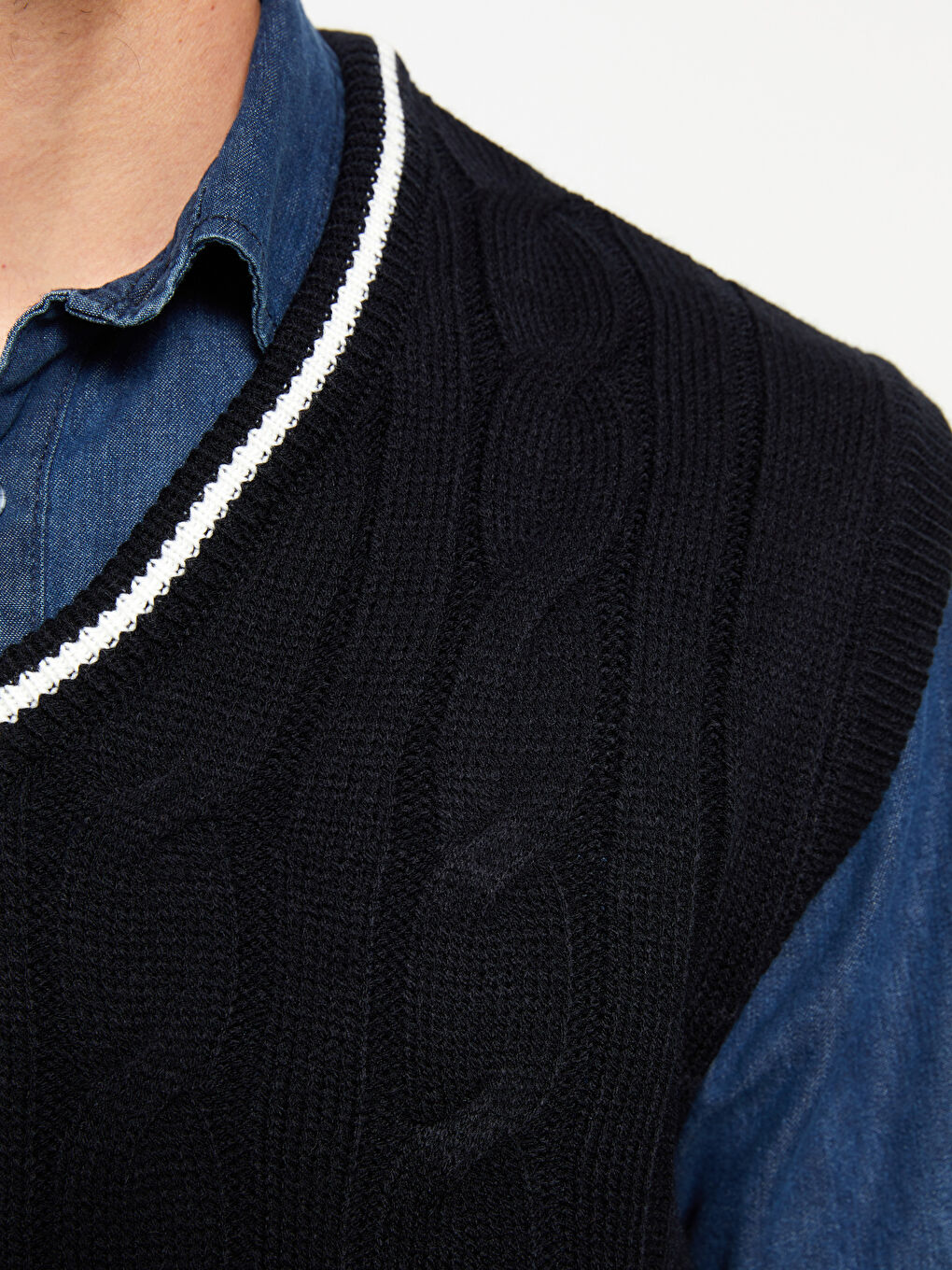 XSIDE V-Neck Sleeveless Patterned Men's Sweater -W2BV94Z8-HRC