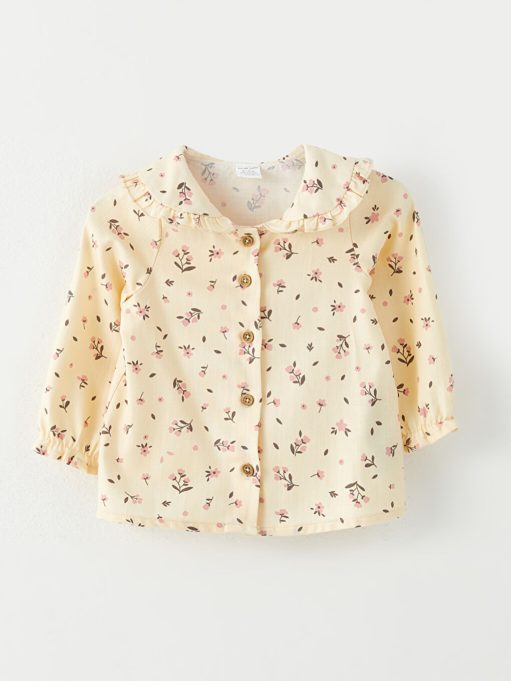 قميجة و سروال مشجر للبنات الصغار بياقة بيتر بان و كم طويل طقم جوج ديال الباكات-4