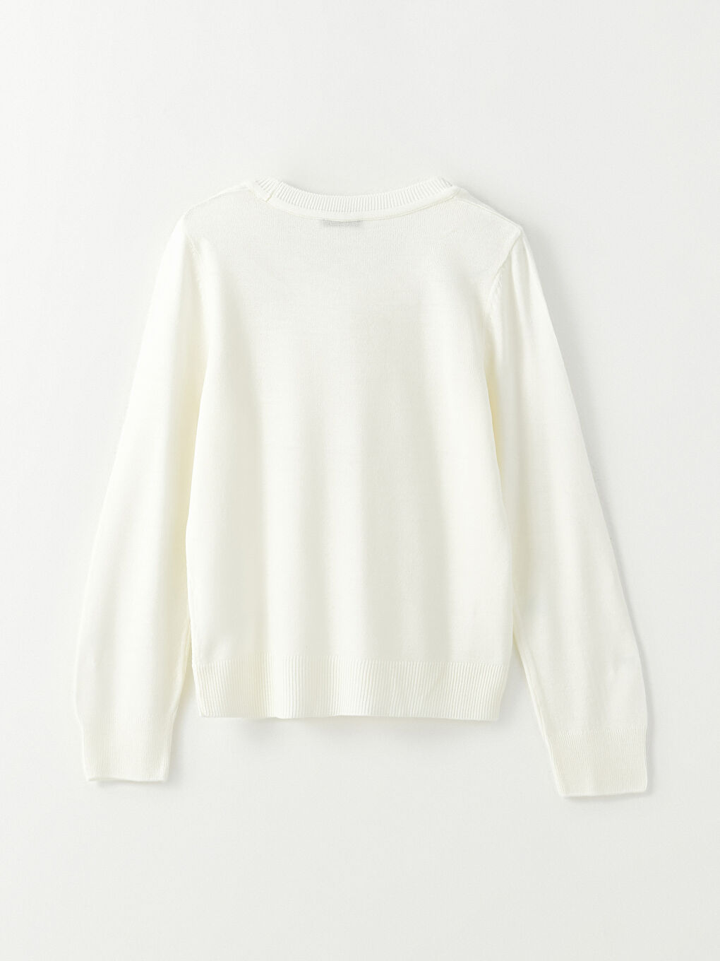 Ekru Bisiklet Yaka Düz Uzun Kollu Kadın Triko Kazak-6