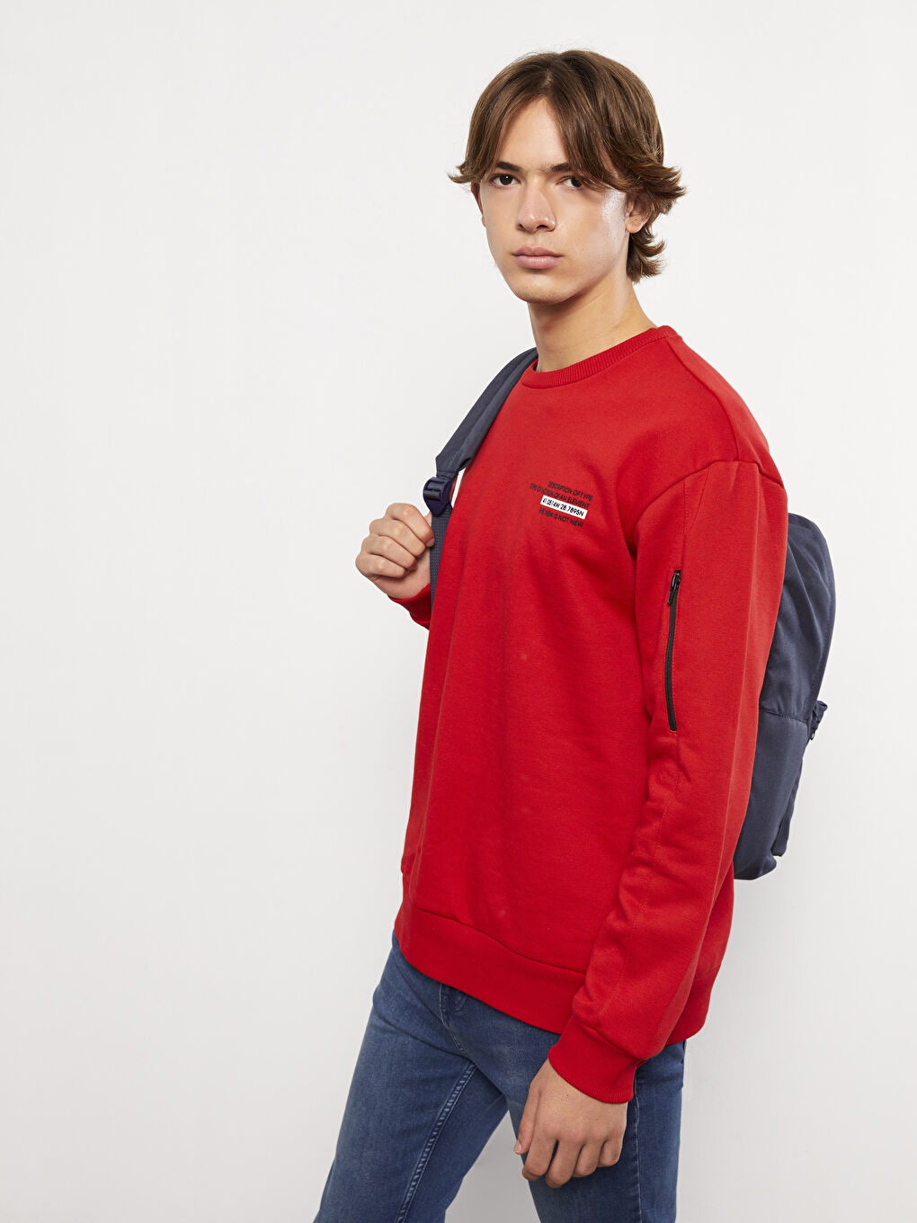 Hanorac Gros Supradimensionat cu Guler Rotund și Mânecă Lungă Imprimat pentru Bărbați