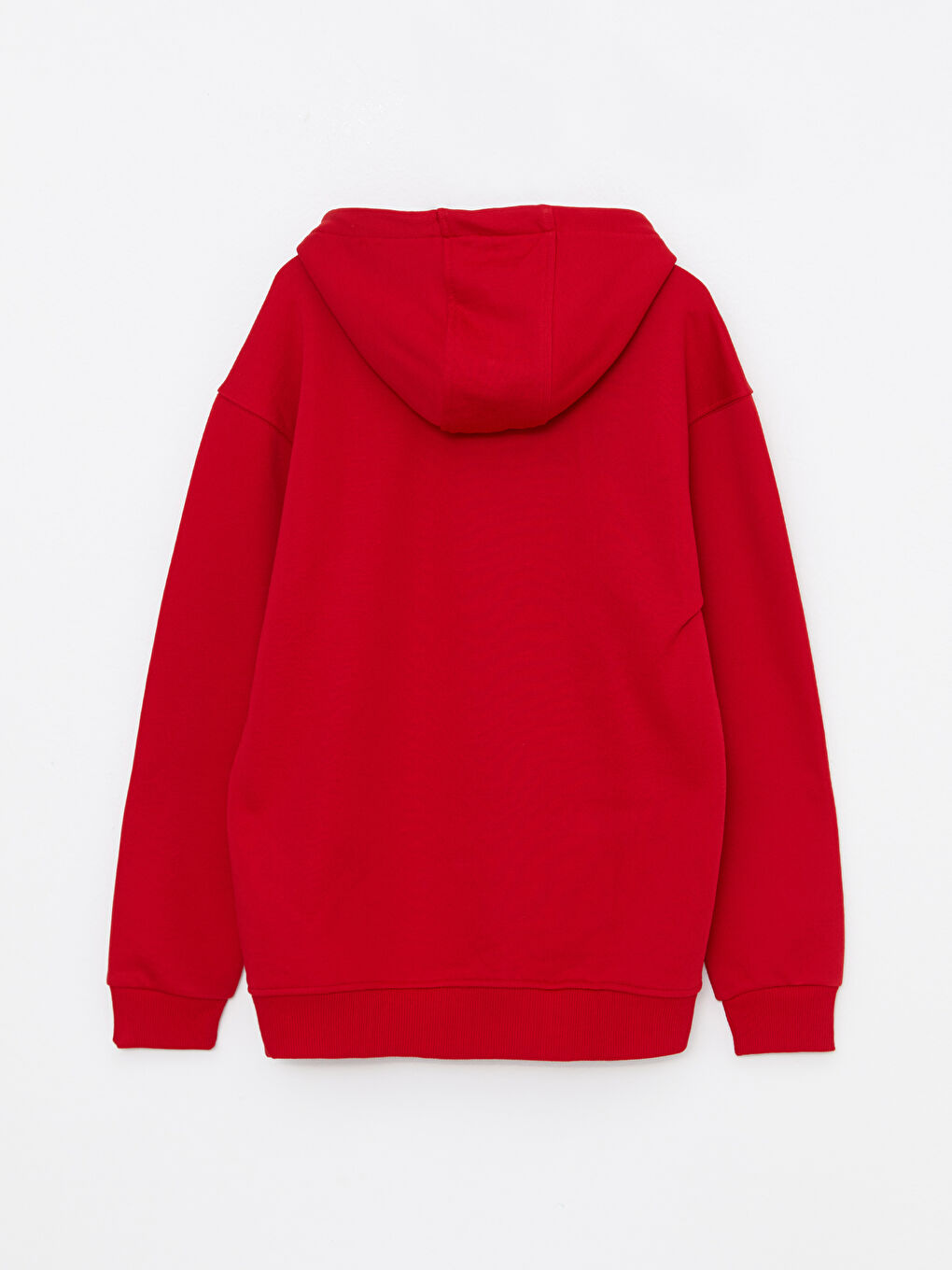 Kırmızı Oversize Uzun Kollu Baskılı Erkek Kalın Hoodie-6