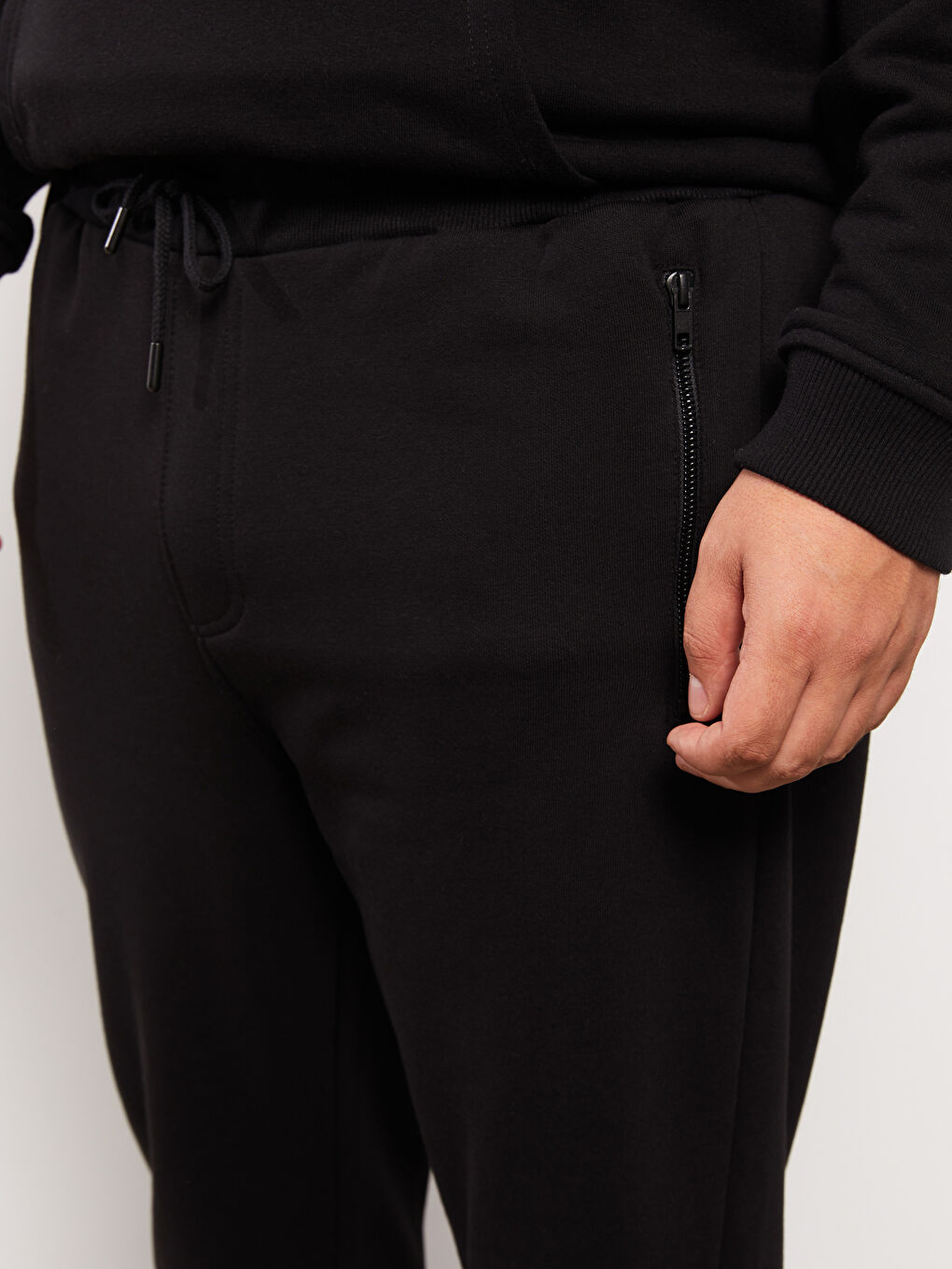 Siyah Slim Fit Büyük Beden Erkek Kalın Jogger Eşofman Altı-3