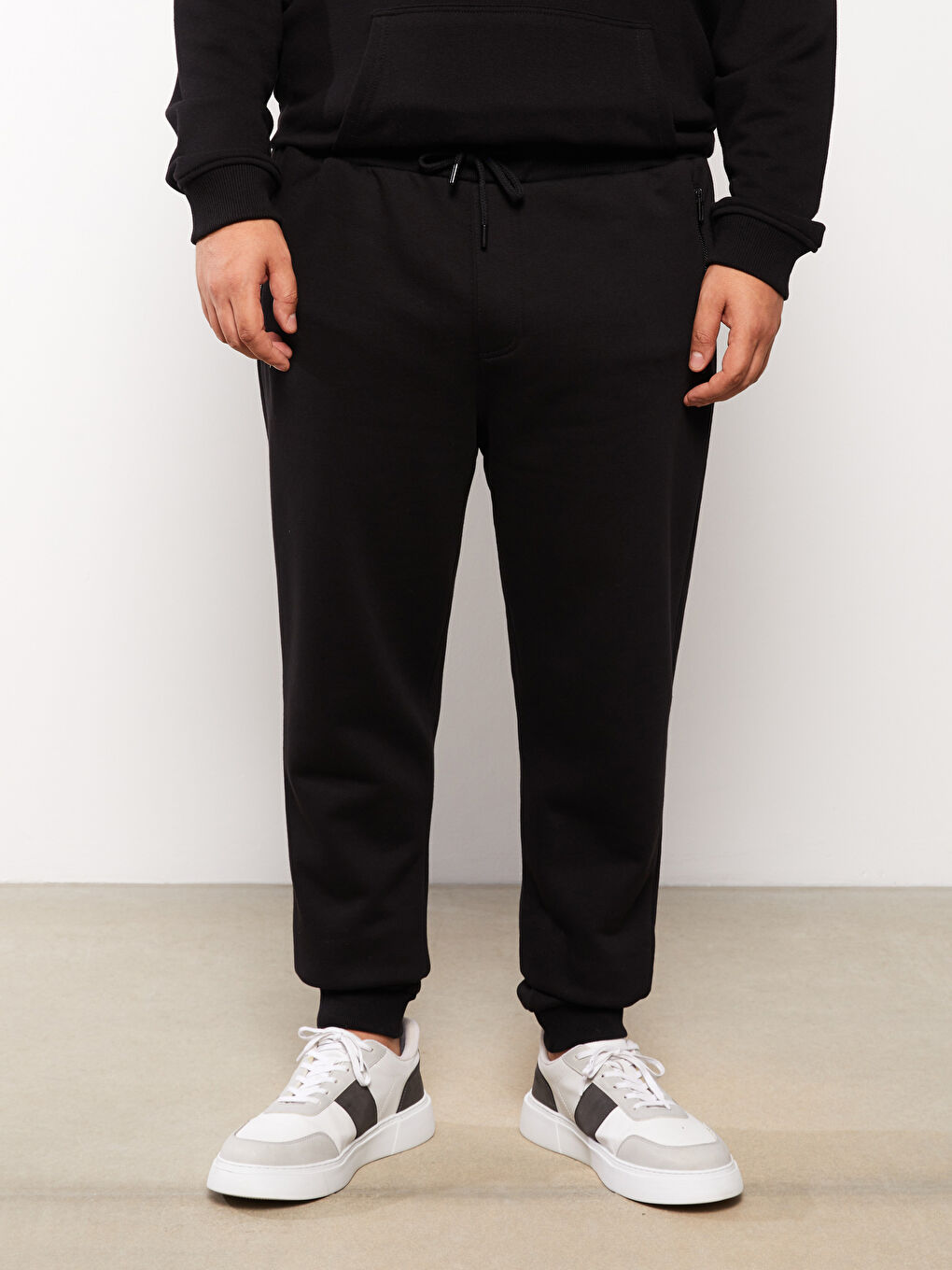 Siyah Slim Fit Büyük Beden Erkek Kalın Jogger Eşofman Altı-4