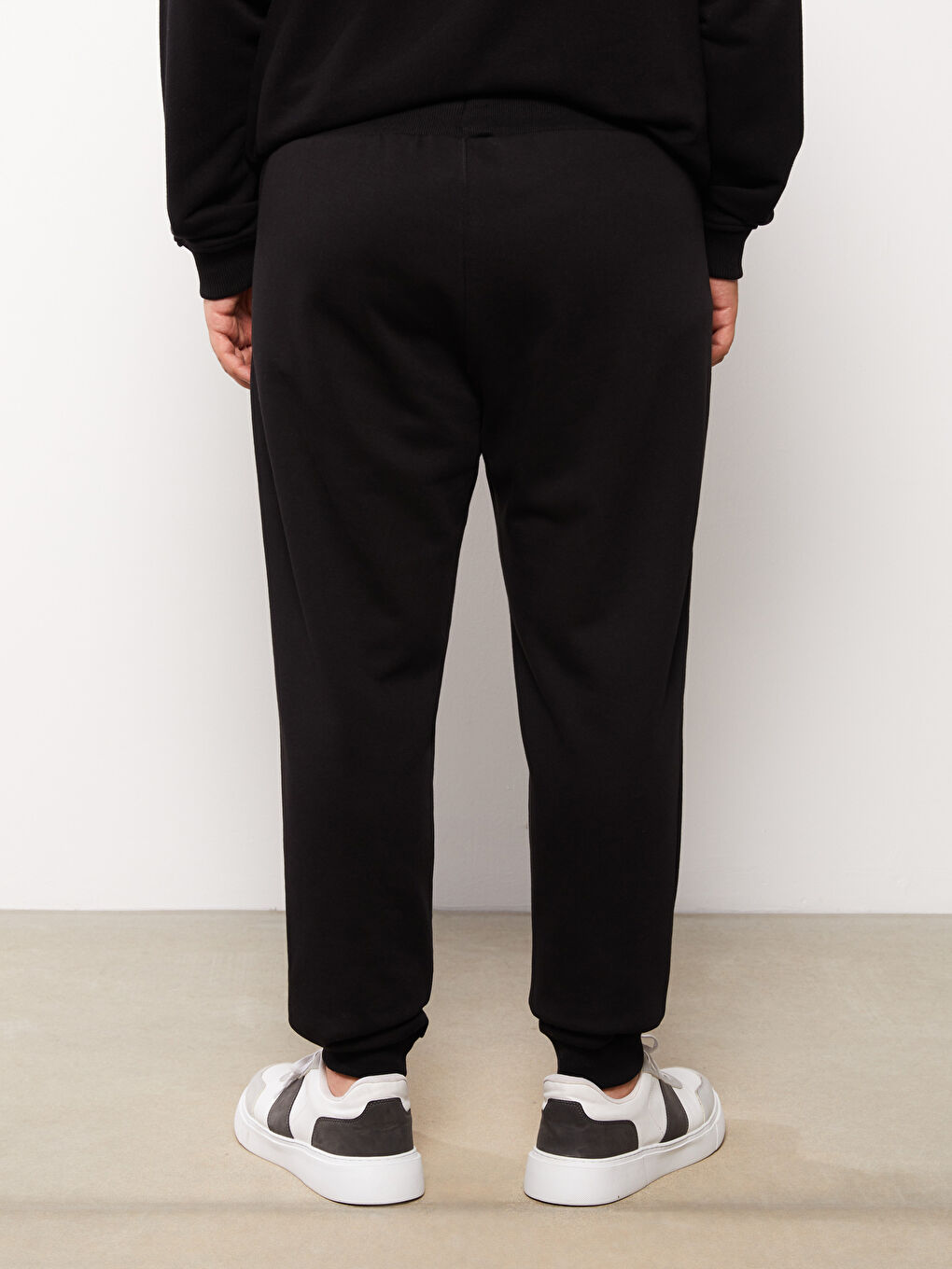 Siyah Slim Fit Büyük Beden Erkek Kalın Jogger Eşofman Altı-5