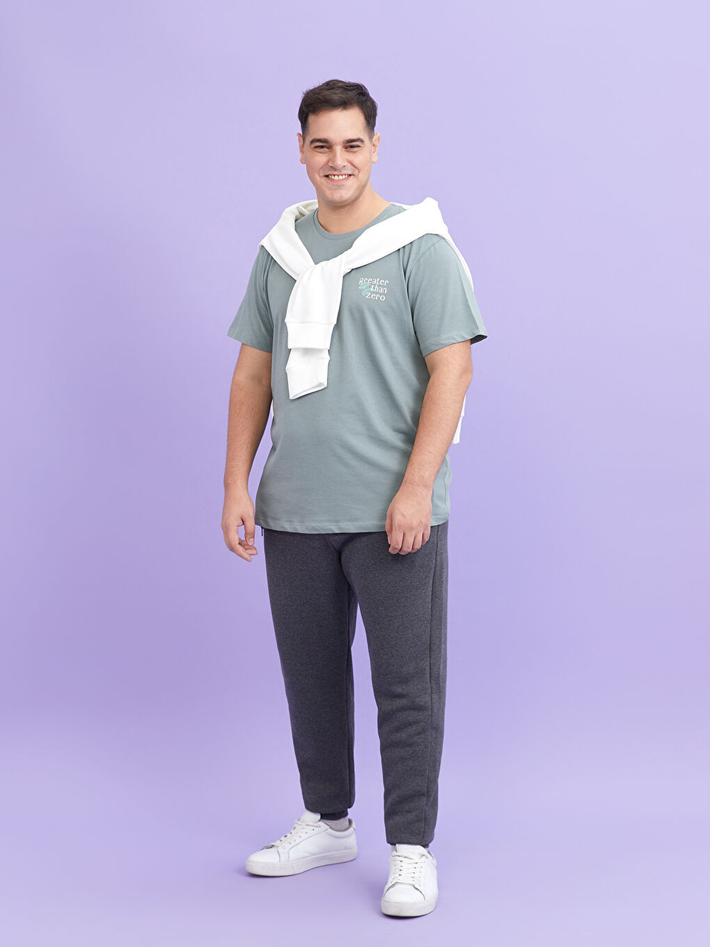 Antrasit Slim Fit Büyük Beden Erkek Kalın Jogger Eşofman Altı