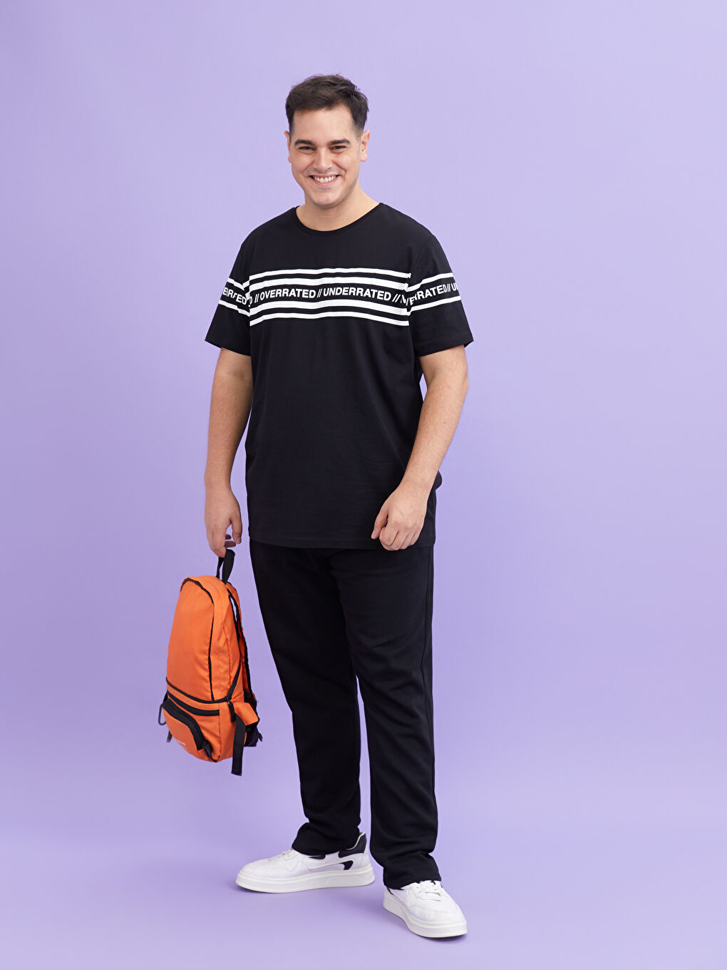 Siyah Slim Fit Büyük Beden Erkek Kalın Eşofman Altı