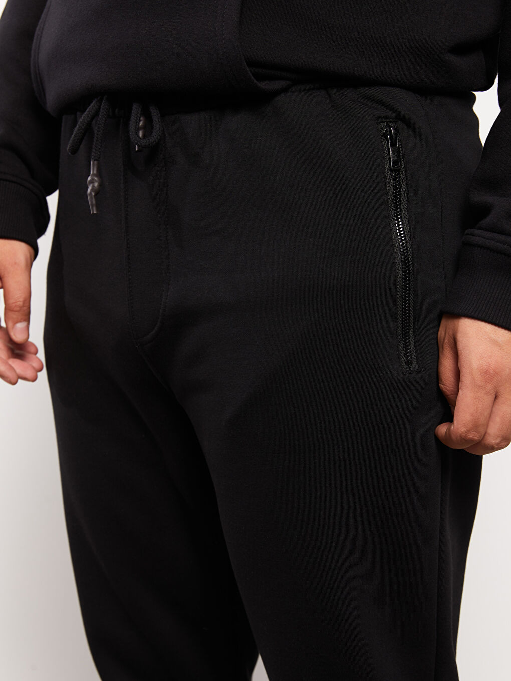 Siyah Slim Fit Büyük Beden Erkek Kalın Eşofman Altı-3