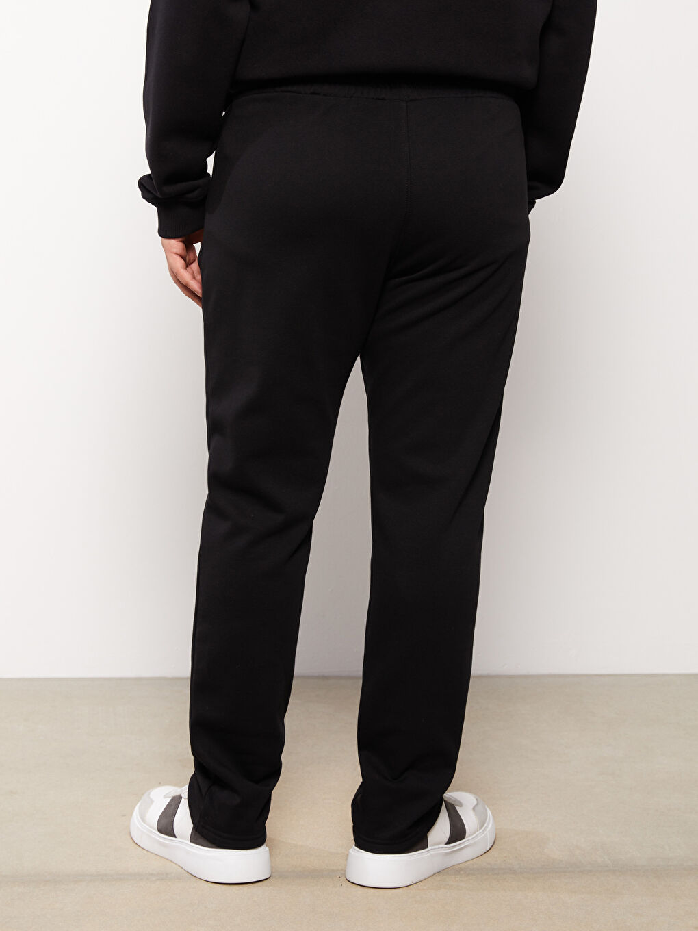 Siyah Slim Fit Büyük Beden Erkek Kalın Eşofman Altı-5