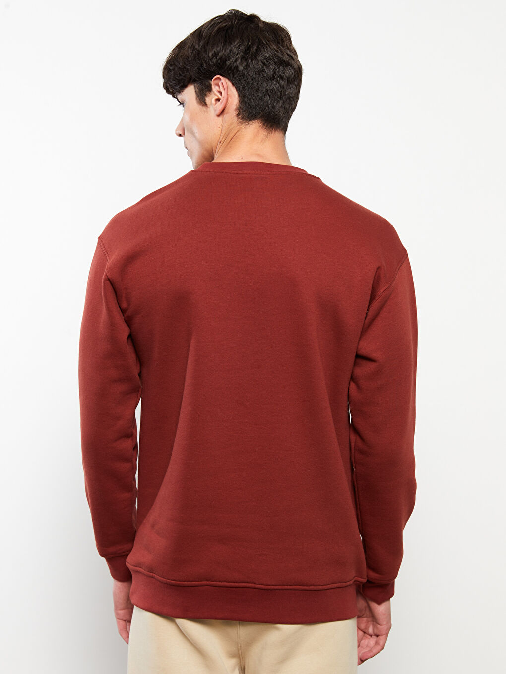 LCW Casual Bordo Bisiklet Yaka Uzun Kollu Baskılı Erkek Kalın Sweatshirt - 3