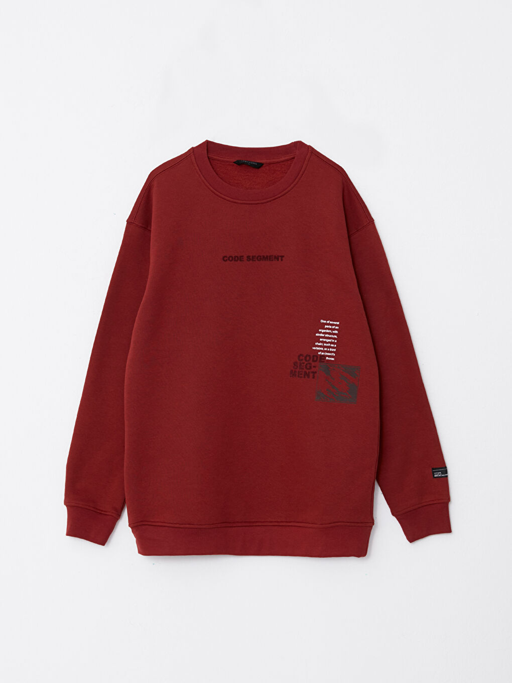 LCW Casual Bordo Bisiklet Yaka Uzun Kollu Baskılı Erkek Kalın Sweatshirt - 4