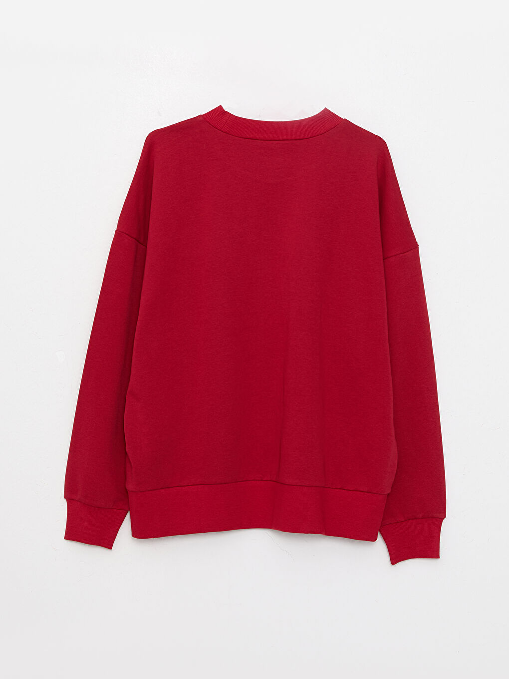 Kırmızı Bisiklet Yaka Baskılı Uzun Kollu Kadın Sweatshirt-6