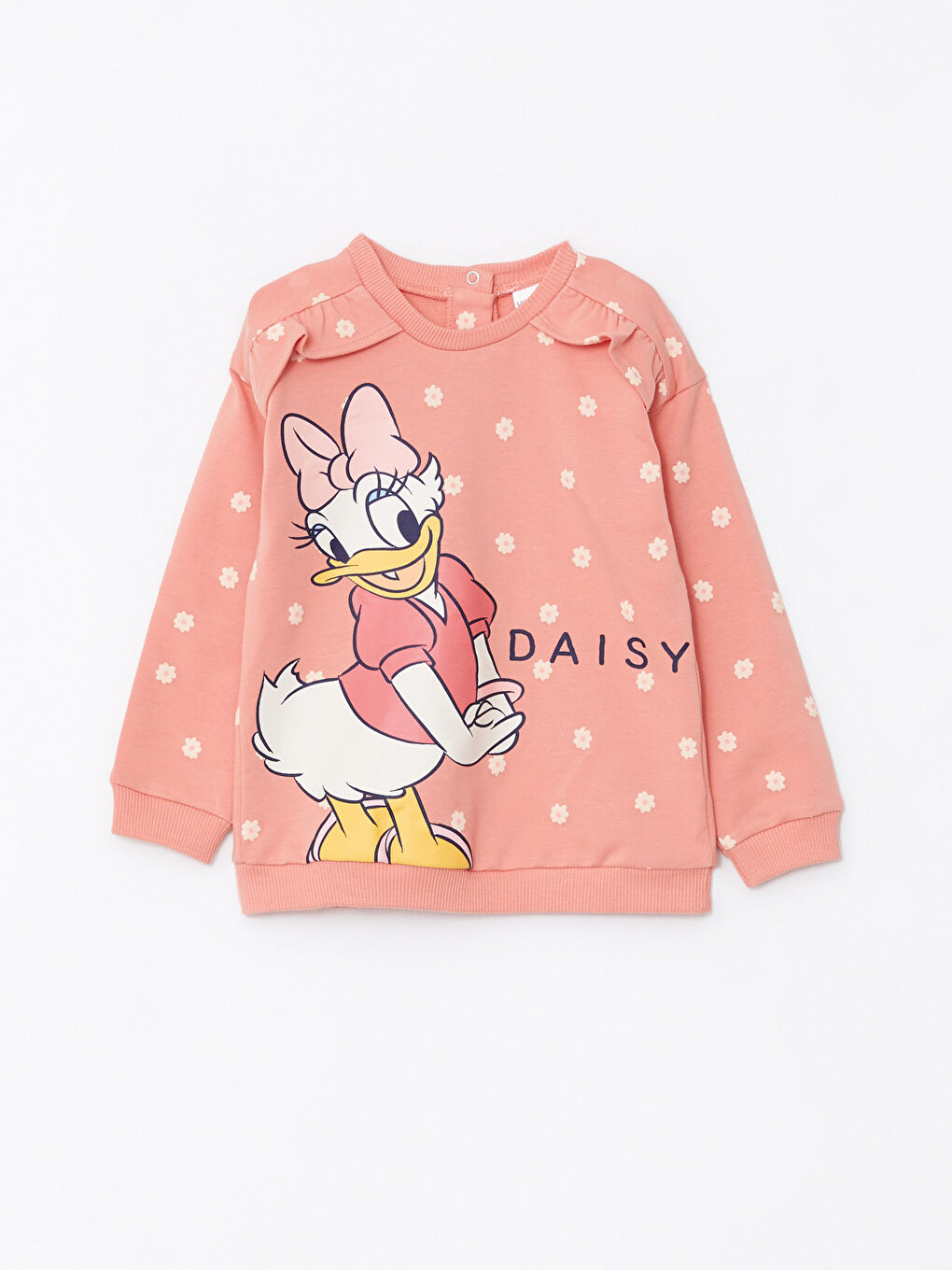 سويت شيرت و بنطلون ضيق مطبوع ديزي داك بياقة دائرية و كم طويل لبنات رضع - طقم من قطعتين-1