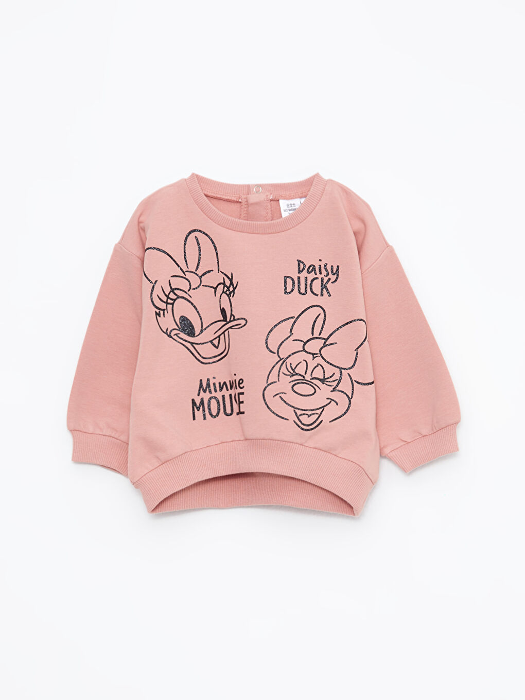 LCW baby Pembe Bisiklet Yaka Uzun Kollu Minnie Mouse Baskılı Kız Bebek Sweatshirt ve Tayt 2'li Takım - 1