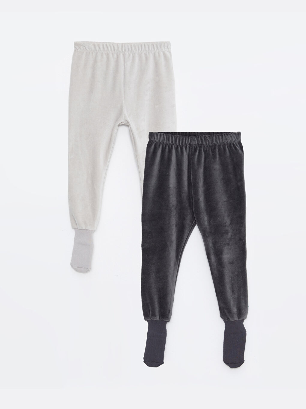 Elastic Waist Velvet Baby Boy Socked Trousers 2 Pack