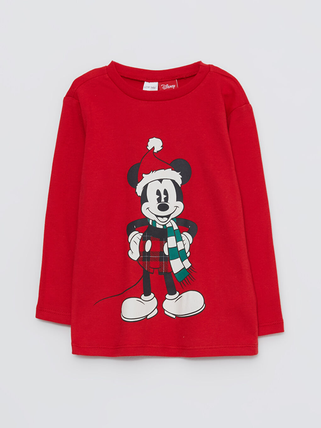 LCW baby Crew Neck Long Sleeve Mickey Mouse Printed Baby Boys' Pyjama Set -W2BY58Z1-HC3