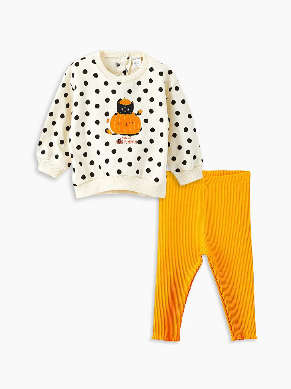 LCW baby Rundhalsausschnitt Langarm Bedrucktes Baby Mädchen Sweatshirt und Strumpfhosen 2er-Pack Set -W2BY68Z1-LQB