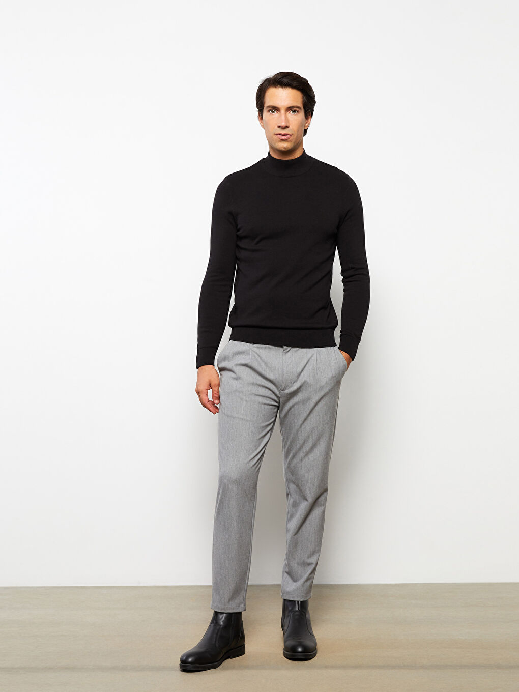 Half Turtleneck Long Sleeve Men's Knitwear Sweater-1