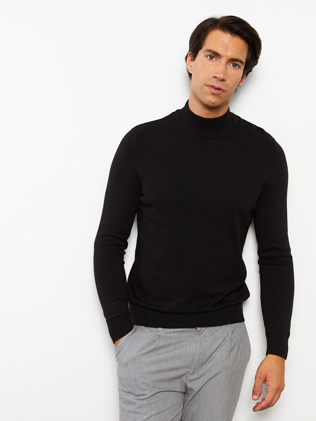 Half Turtleneck Long Sleeve Men's Knitwear Sweater-2