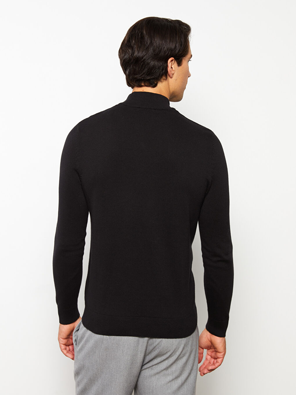 Half Turtleneck Long Sleeve Men's Knitwear Sweater-4