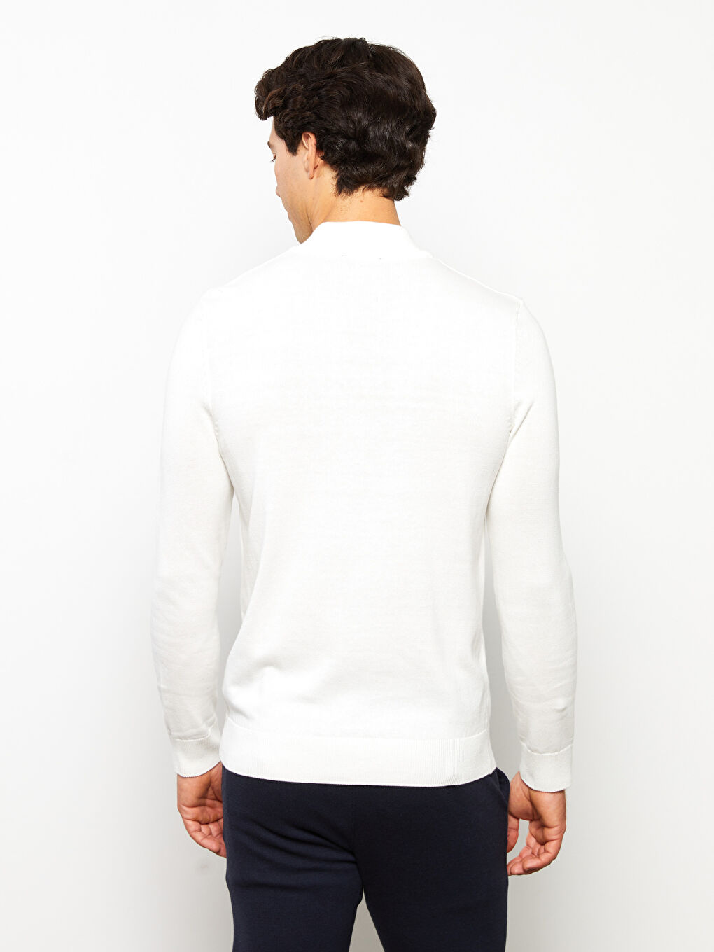 Half Turtleneck Long Sleeve Men's Knitwear Sweater-4