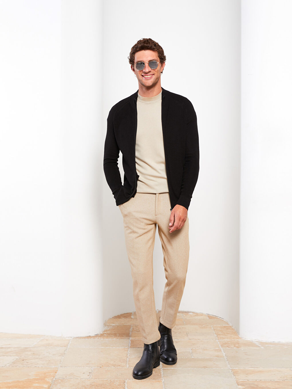 Cardigan en Tricot à Col Cheminée pour Hommes Coupe Régulière-2