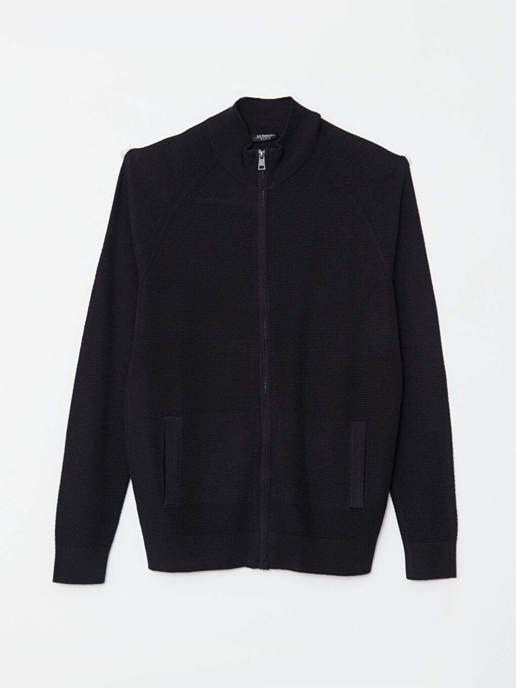 Lacivert Standart Kalıp Dik Yaka Erkek Triko Hırka-5