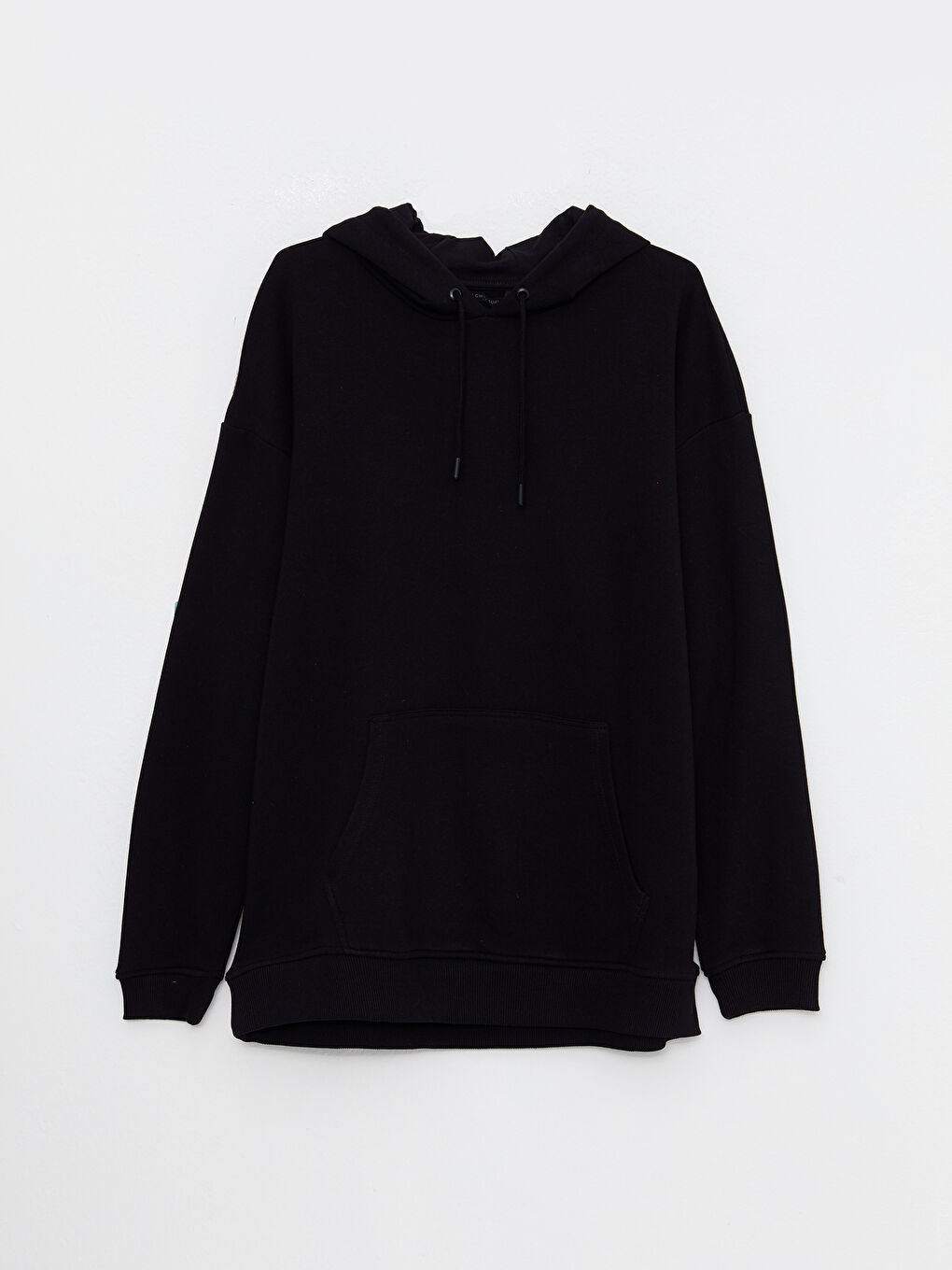 Siyah Uzun Kollu Büyük Beden Erkek Hoodie-5