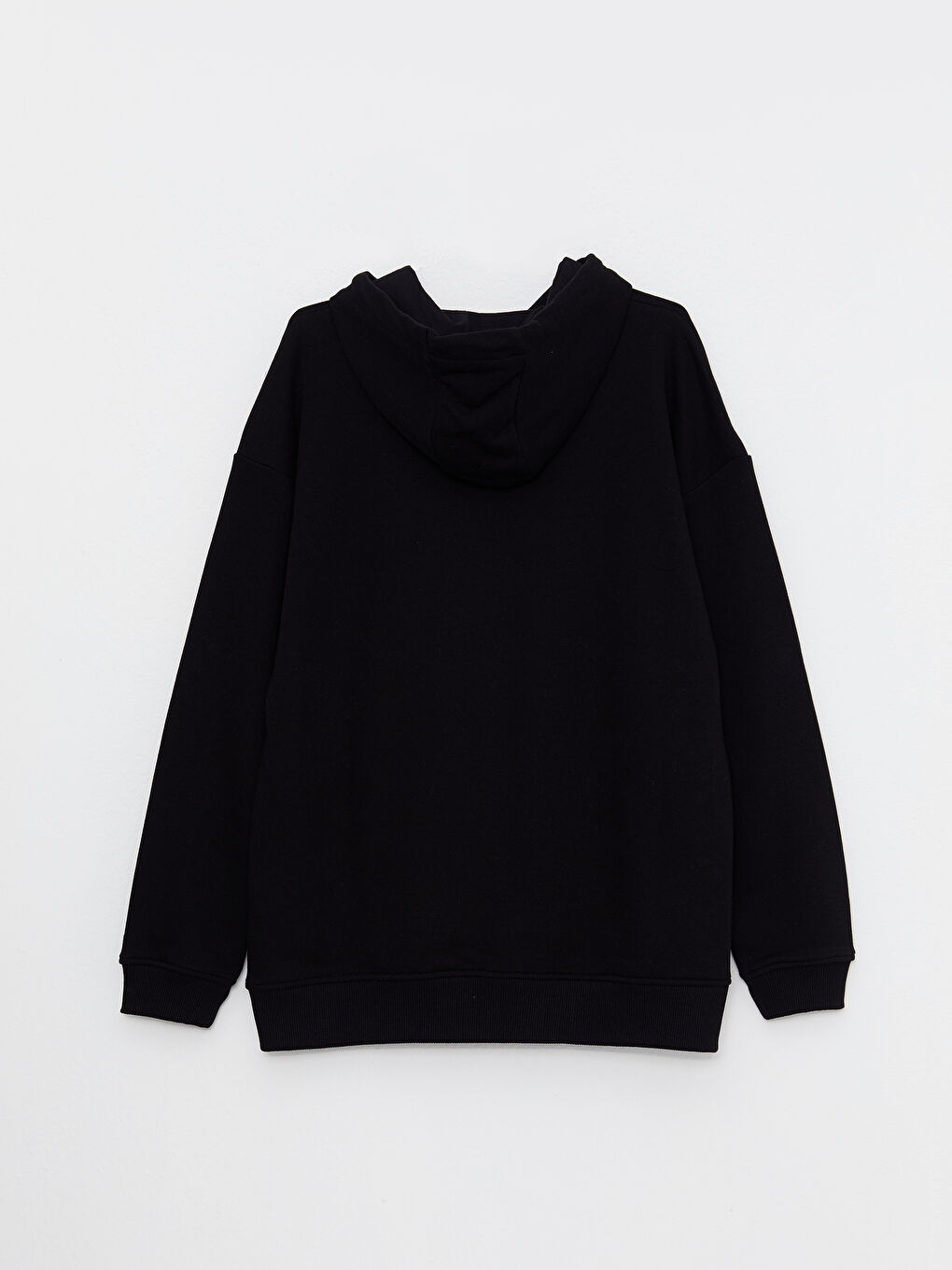 Siyah Uzun Kollu Büyük Beden Erkek Hoodie-6