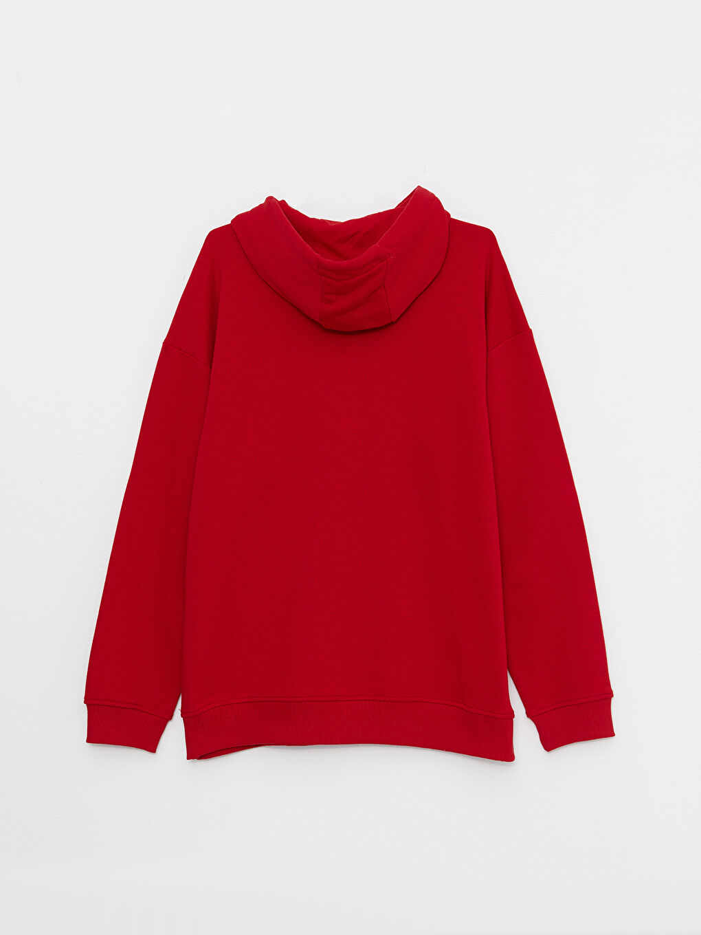 Kırmızı Uzun Kollu Büyük Beden Erkek Hoodie-6