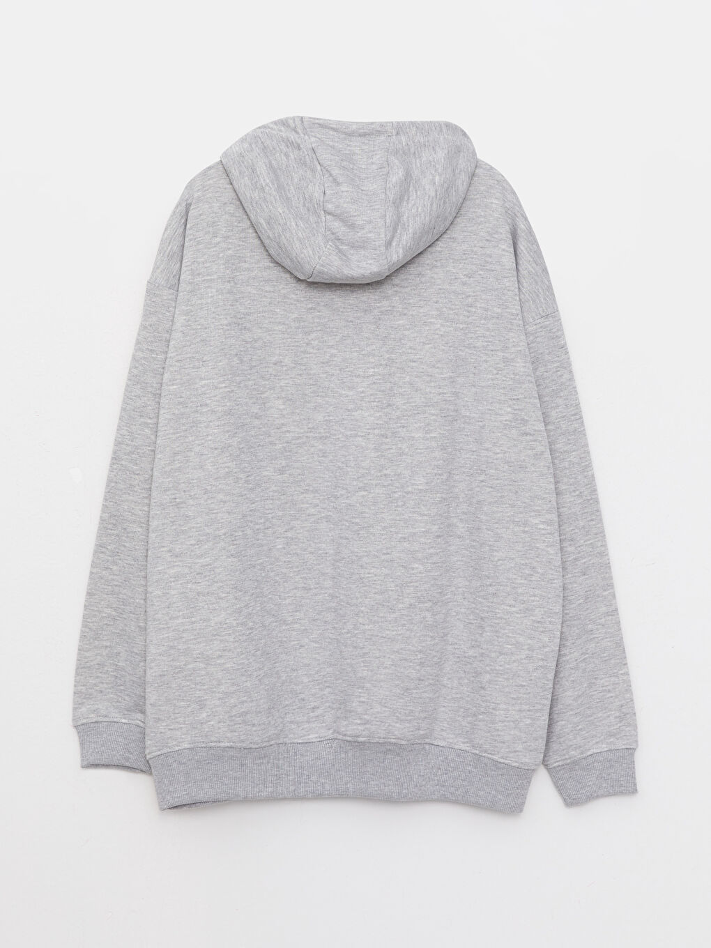 Gri Uzun Kollu Büyük Beden Erkek Hoodie-10