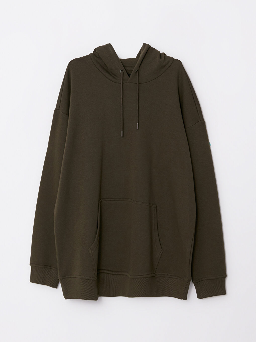 Haki Uzun Kollu Büyük Beden Erkek Hoodie-5