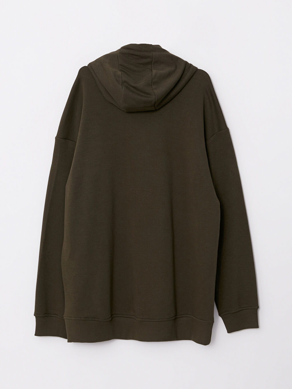 Haki Uzun Kollu Büyük Beden Erkek Hoodie-6