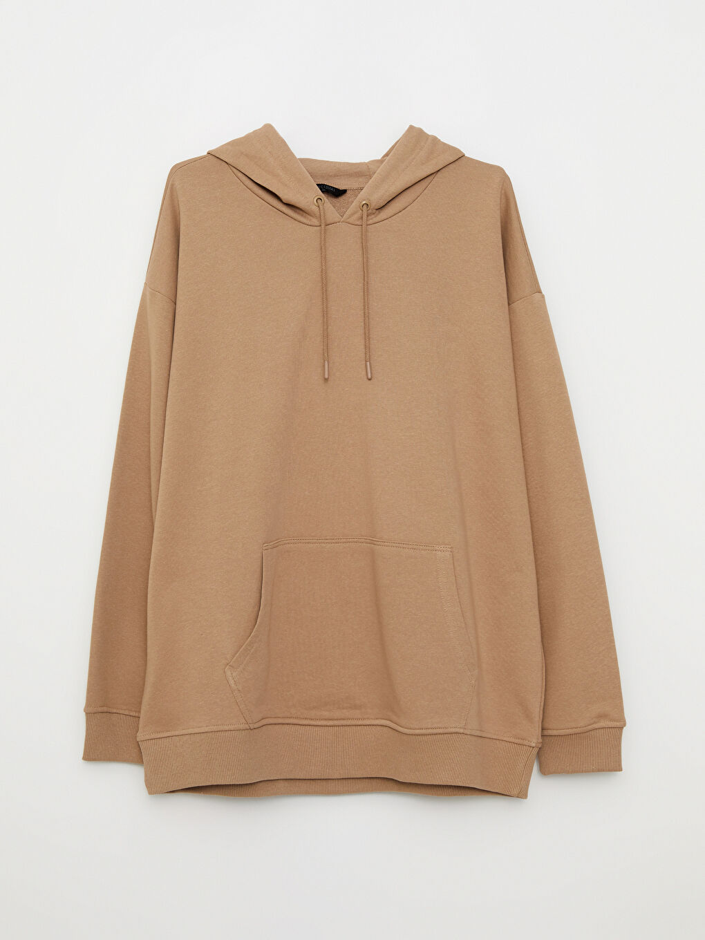 Bej Uzun Kollu Büyük Beden Erkek Hoodie-7