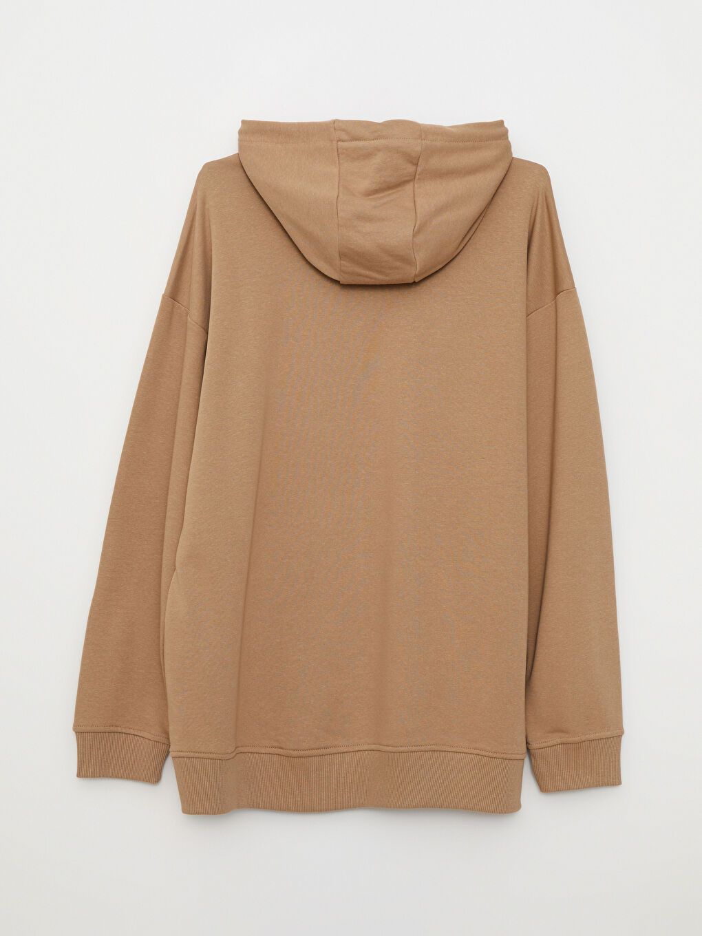 Bej Uzun Kollu Büyük Beden Erkek Hoodie-8