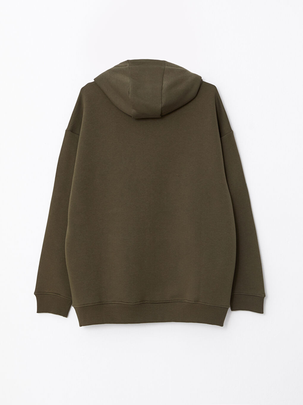 Haki Uzun Kollu Erkek Kalın Hoodie-6