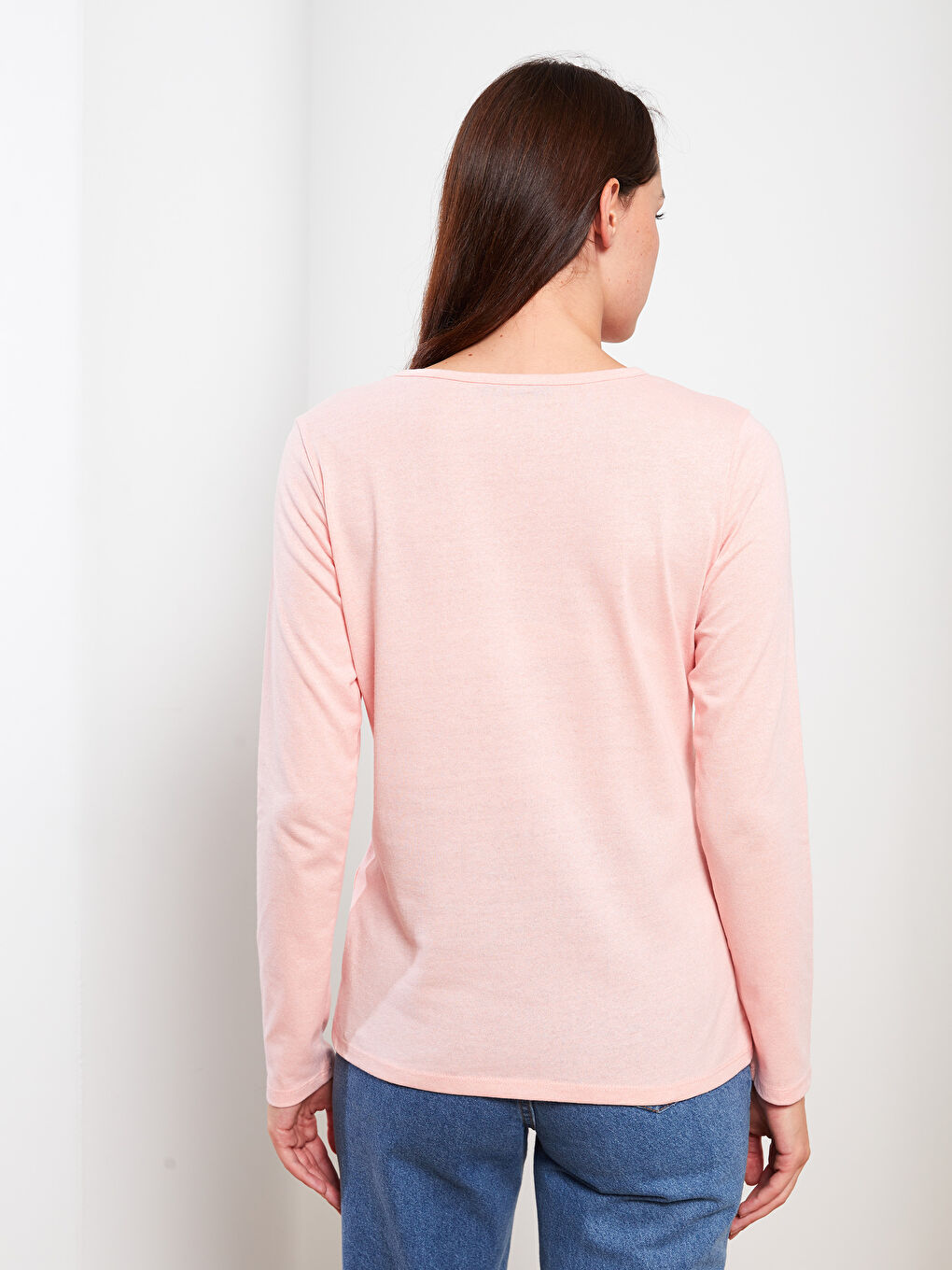 LCW ECO Rundhalsausschnitt Schlicht Langarm Damen T-Shirt -W2CA00Z8-JSK