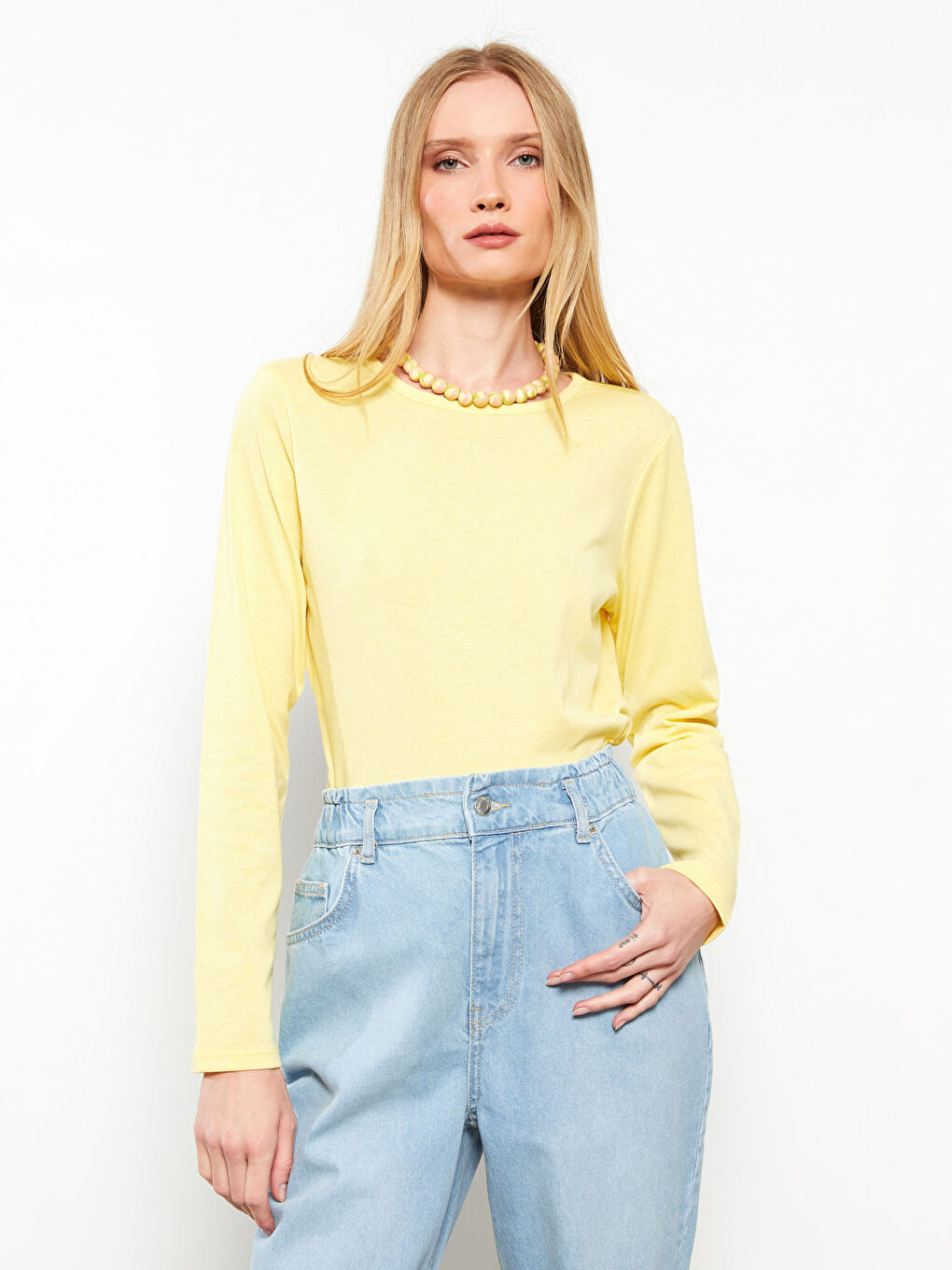 LCW ECO Crew Neck Plain Long Sleeve Women's T-Shirt -W2CA00Z8-KTM