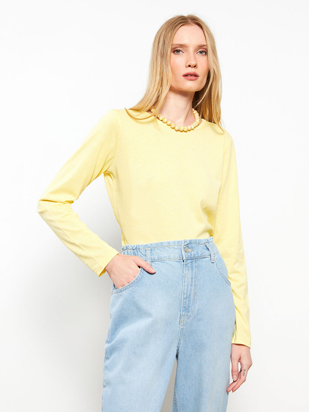 LCW ECO Crew Neck Plain Long Sleeve Women's T-Shirt -W2CA00Z8-KTM