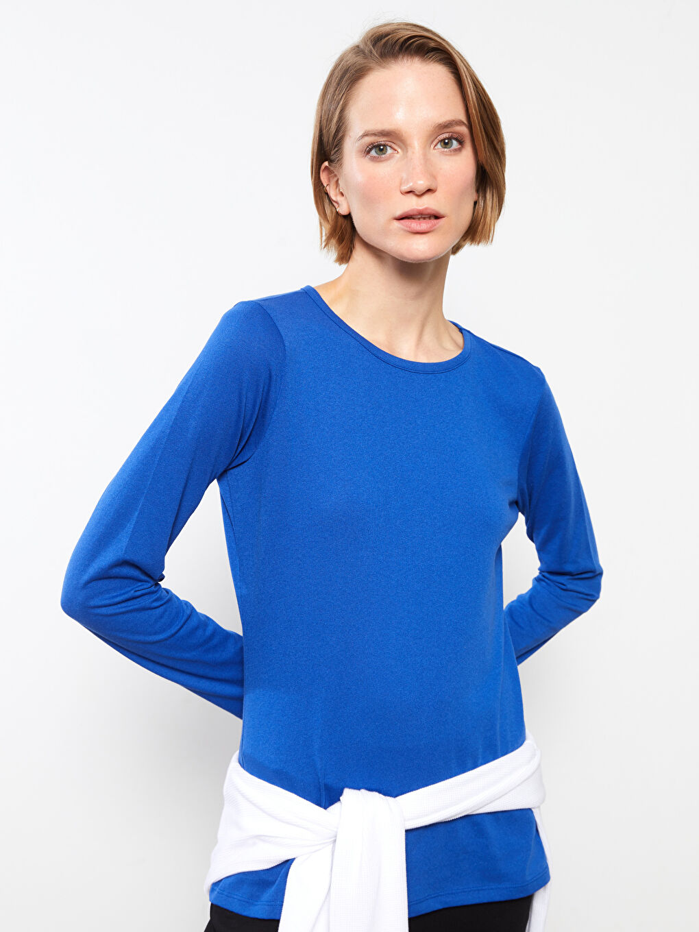 Crew Neck Plain Long Sleeve Women's T-Shirt