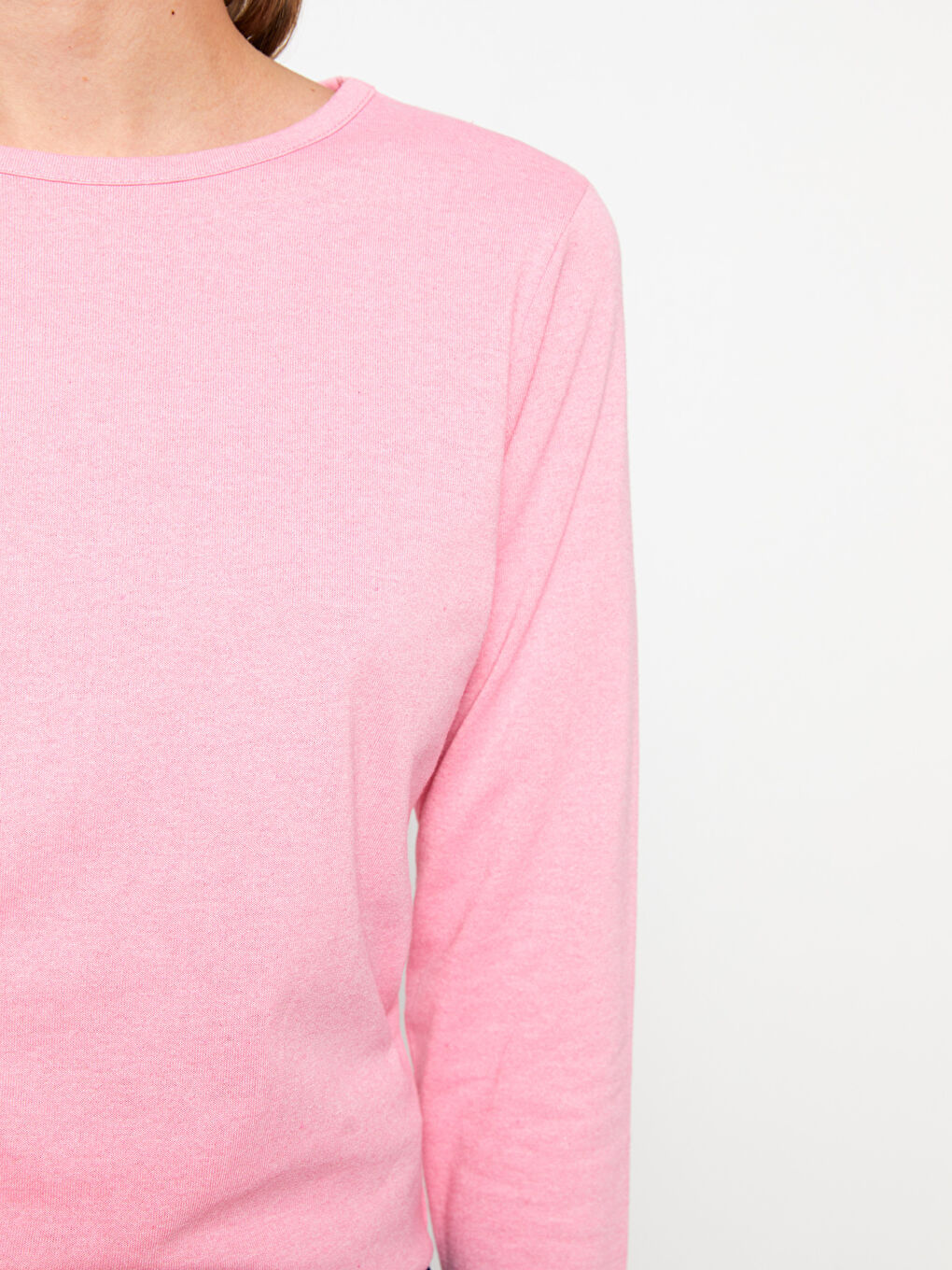 Crew Neck Plain Long Sleeve Women's T-Shirt-3