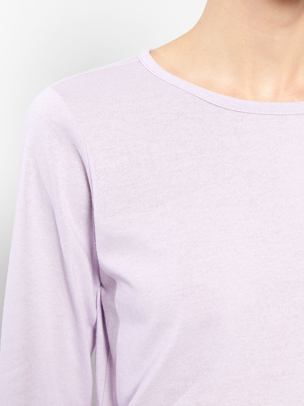 Crew Neck Plain Long Sleeve Women's T-Shirt-3