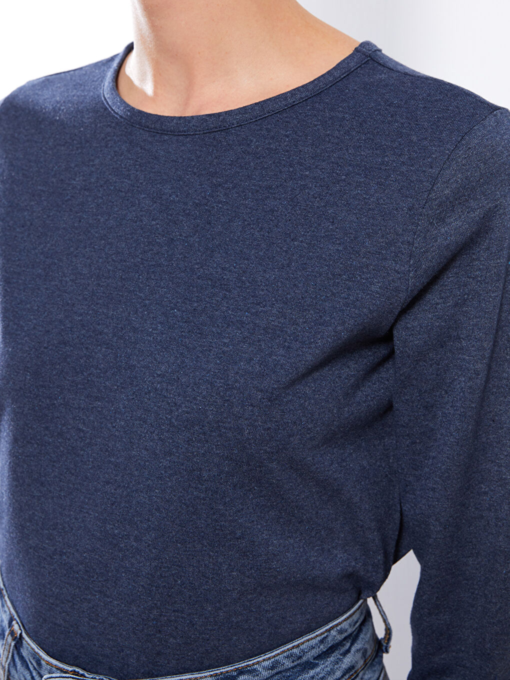 تيشيرت كم طويل سادة بياقة دائرية للسيدات-3