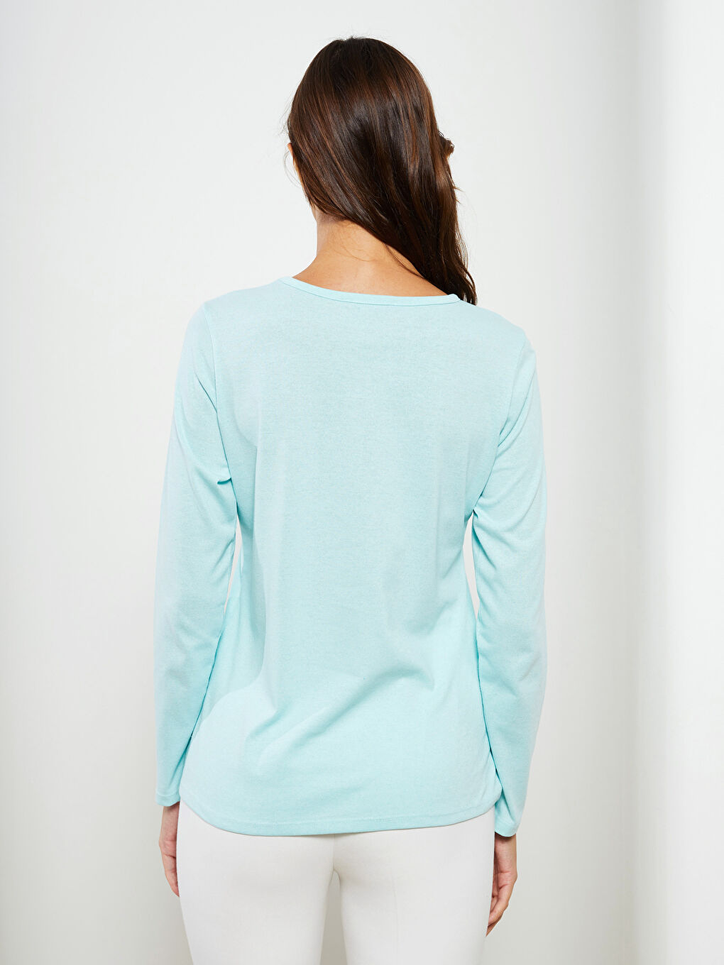 Crew Neck Plain Long Sleeve Women's T-Shirt-4