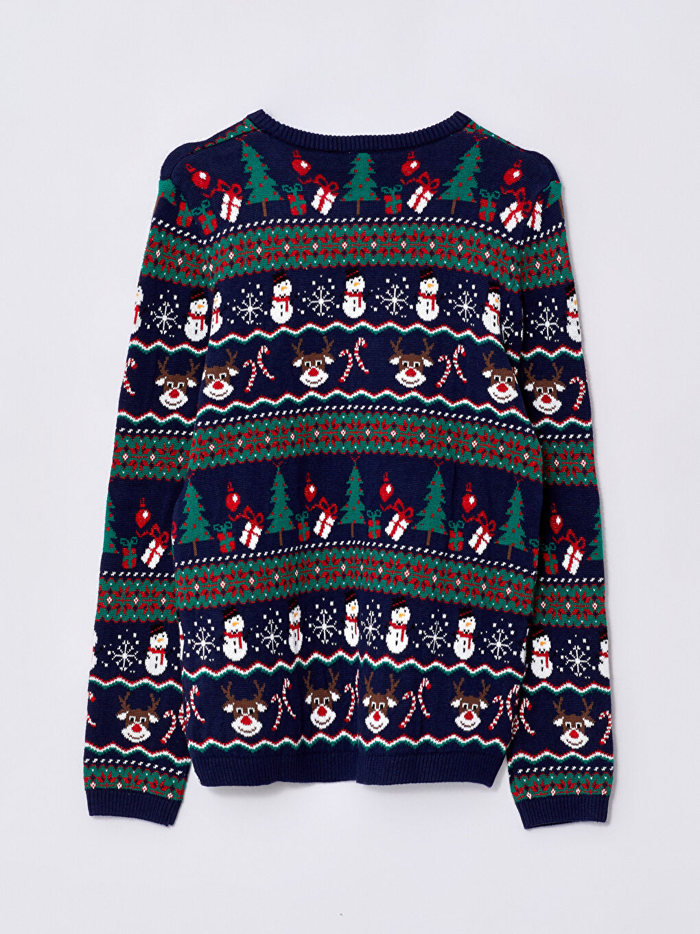 LCW Kids Crew Neck Christmas Themed Long Sleeve Girls' Knitwear Sweater -W2CA06Z4-MLC