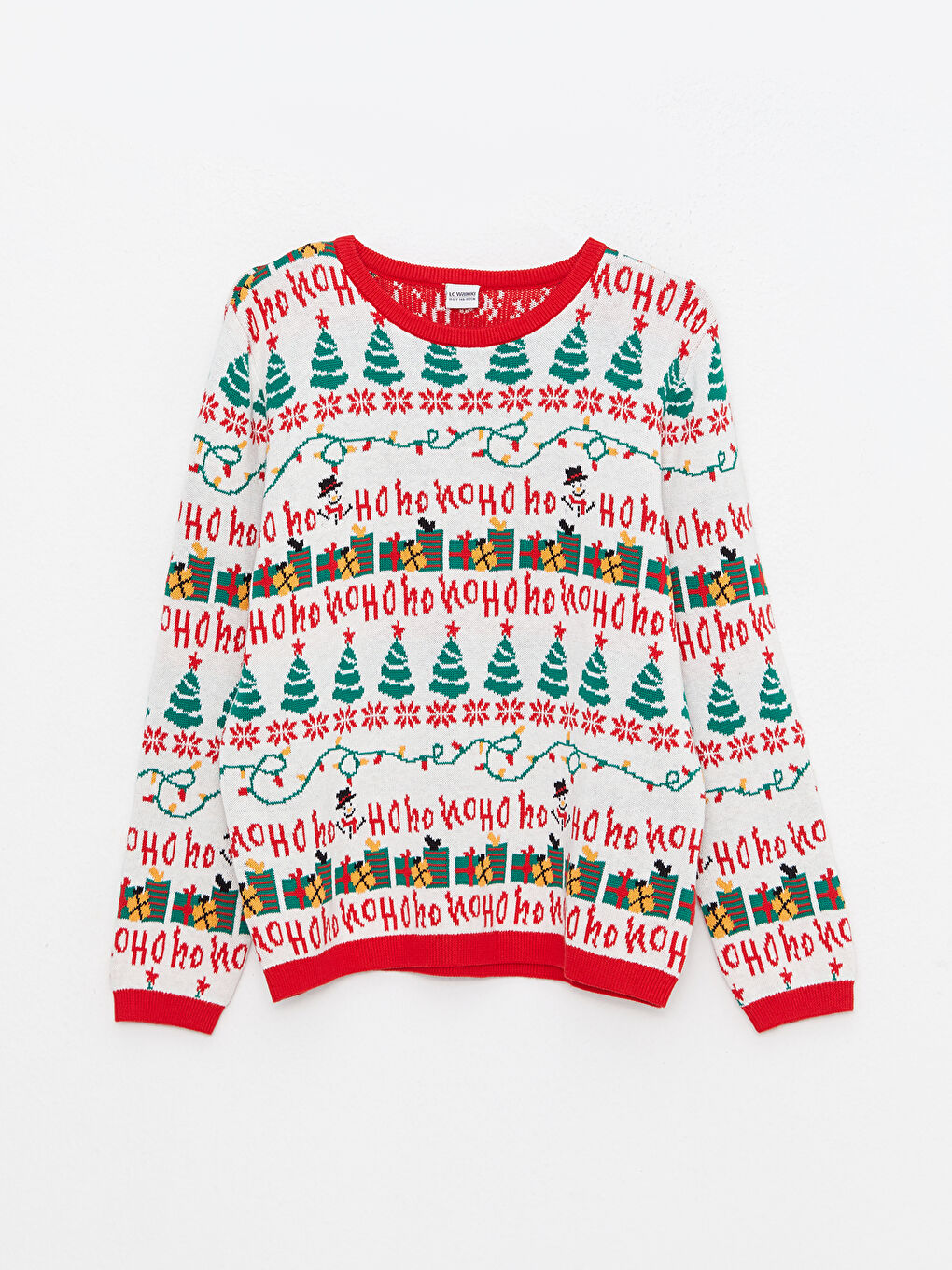LCW Kids Crew Neck Christmas Themed Long Sleeve Girls' Knitwear Sweater -W2CA10Z4-MJQ