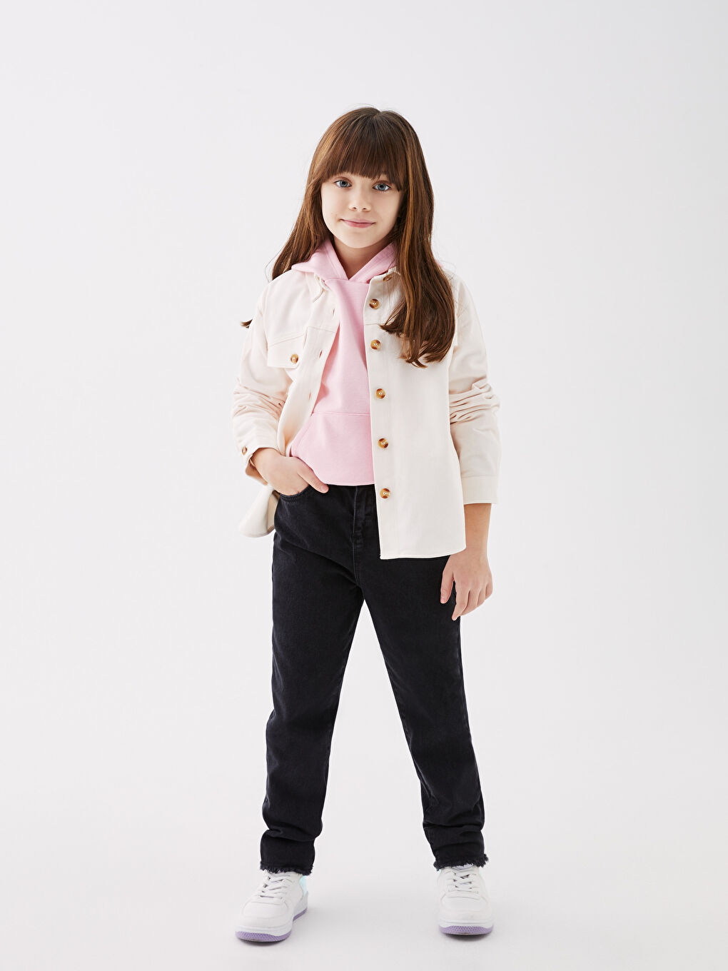 Basic Cotton Girls Jeans-1