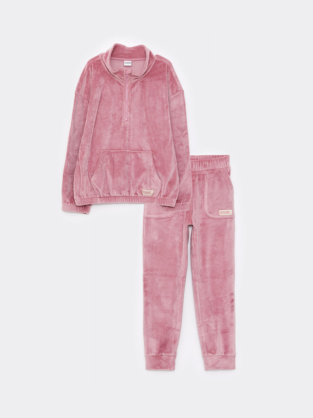 LCW Kids Hoher Kragen Basic Langarm Samt Mädchen Sweatshirt und Jogginghose -W2CA24Z4-GEA